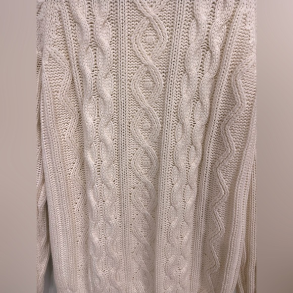 Vintage Fisherman Sears Kings Road Sweater Cream Diamond Cable Knit Crew Size M - Picture 2 of 8